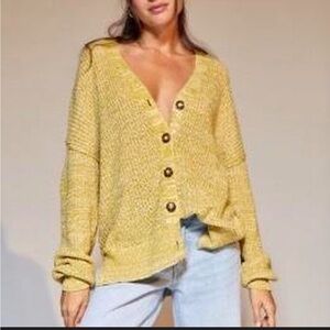 BDG Yellow Button-Up Cardigan‎ Size Small